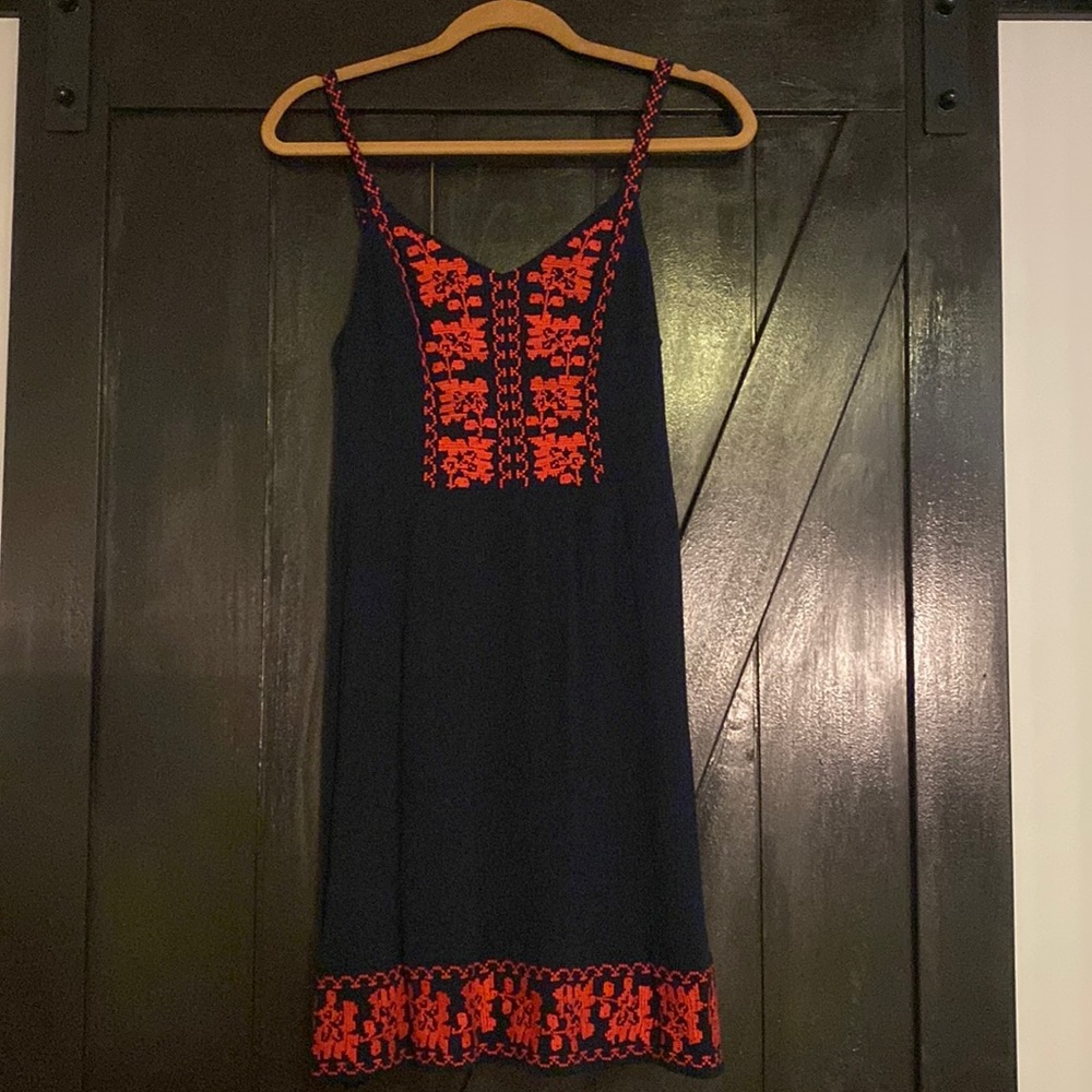 Strappy navy blue dress